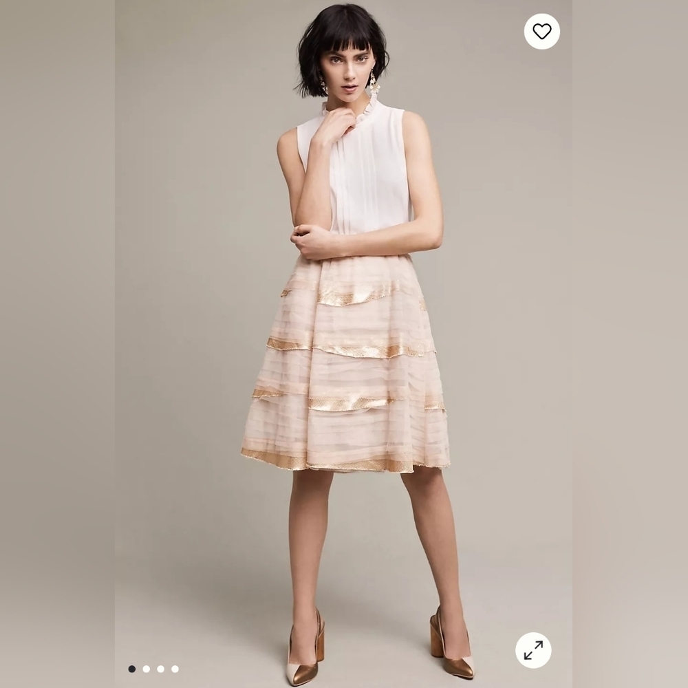 Anthropologie Tiny ivory cascade skirt